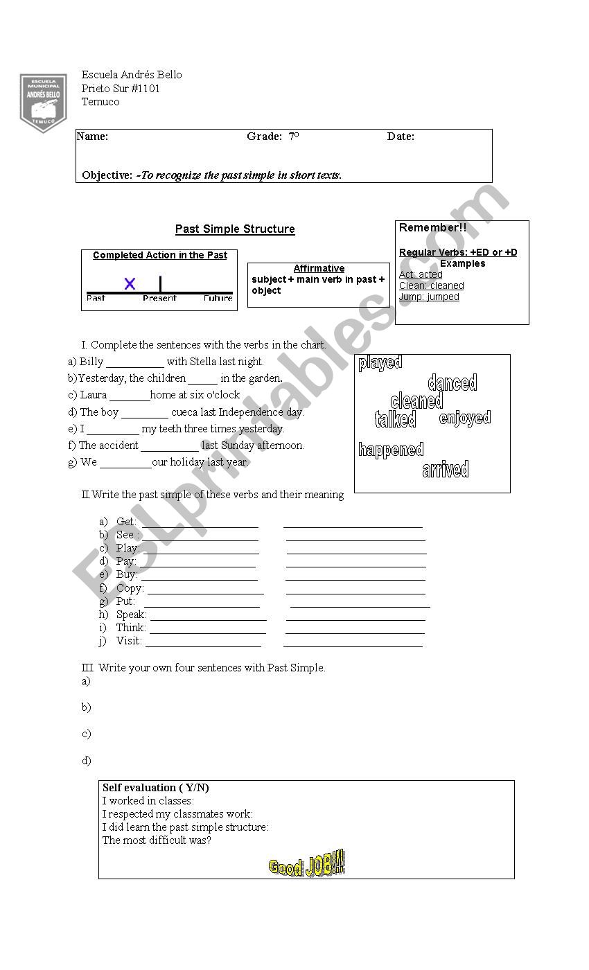 Past Simple worksheet