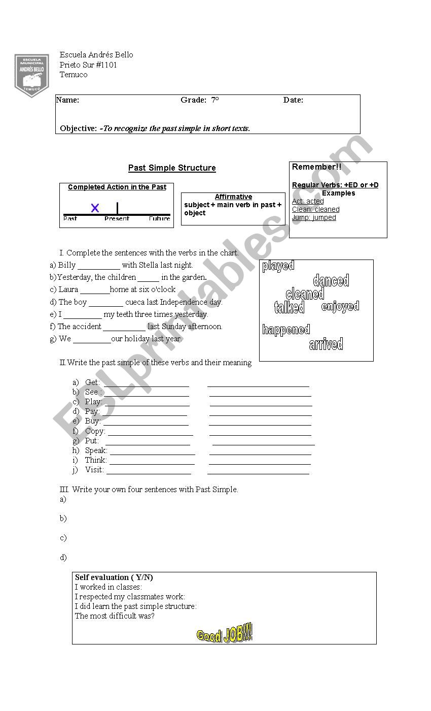 Past Simple worksheet