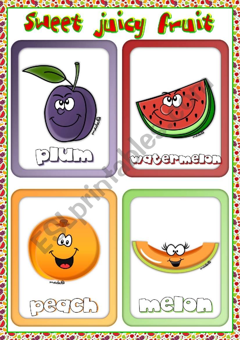 Fruit flashcards (1) worksheet