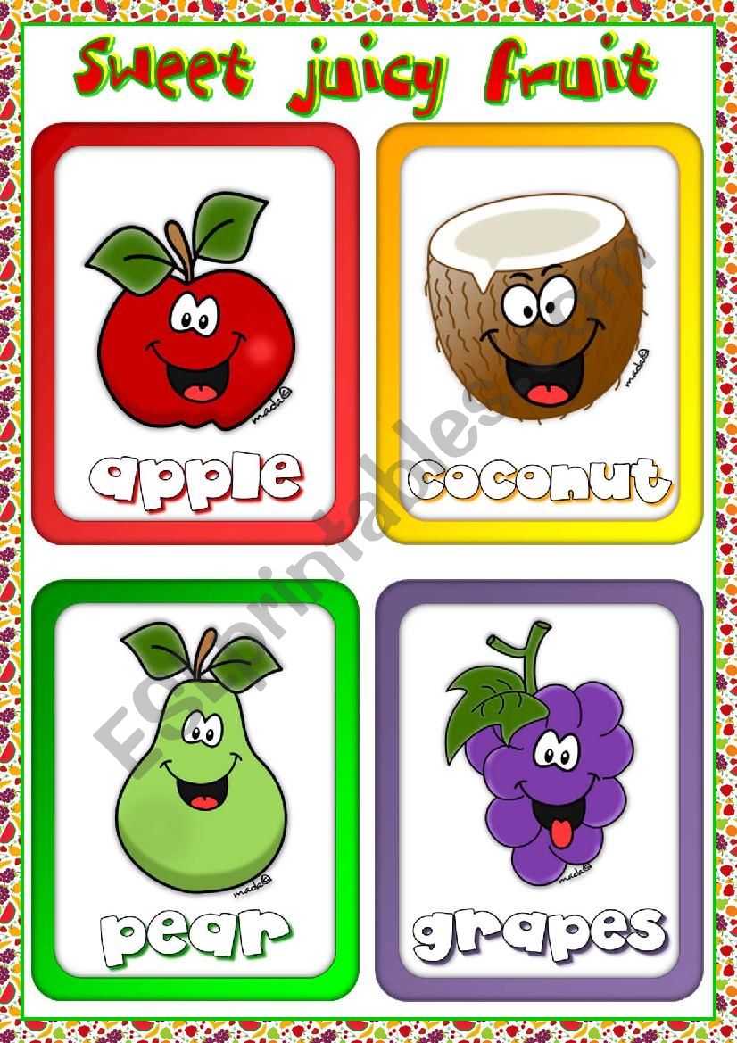 Fruit flashcards (2) worksheet