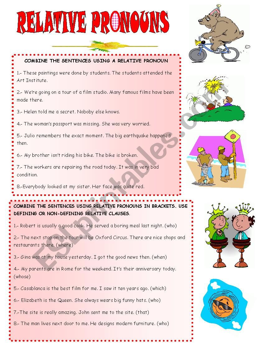 RELATIVE CLAUSES worksheet