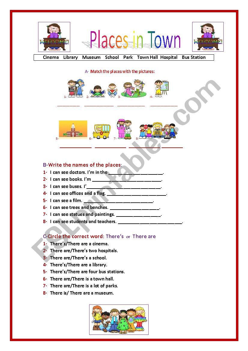Places in town kids! worksheet