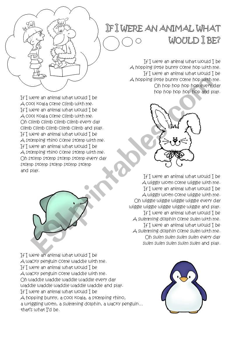 If I were an animal what would I be? - ESL worksheet by maestrale