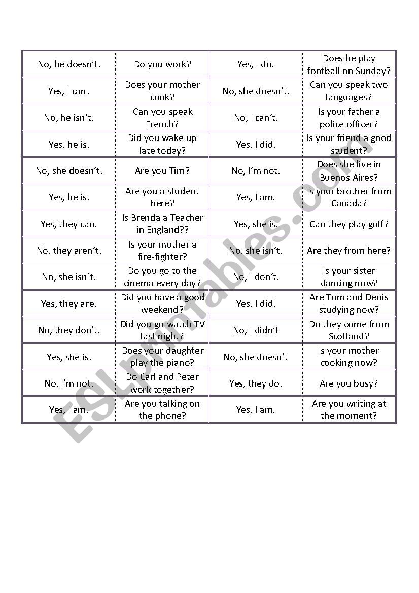 TENSES DOMINO!!! worksheet