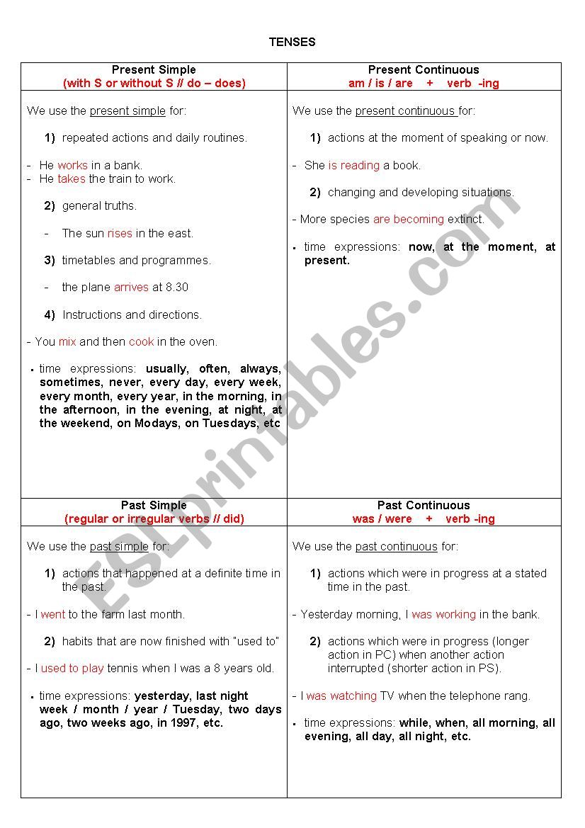 Grammar Box worksheet