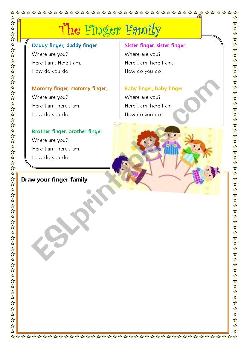 The Finger Family worksheet