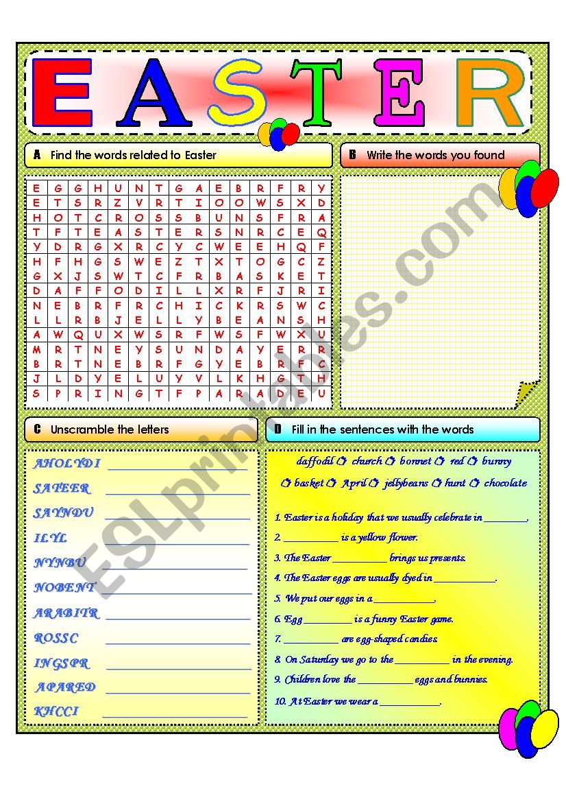 EASTER TIME - VOCABULARY ACTIVITIES