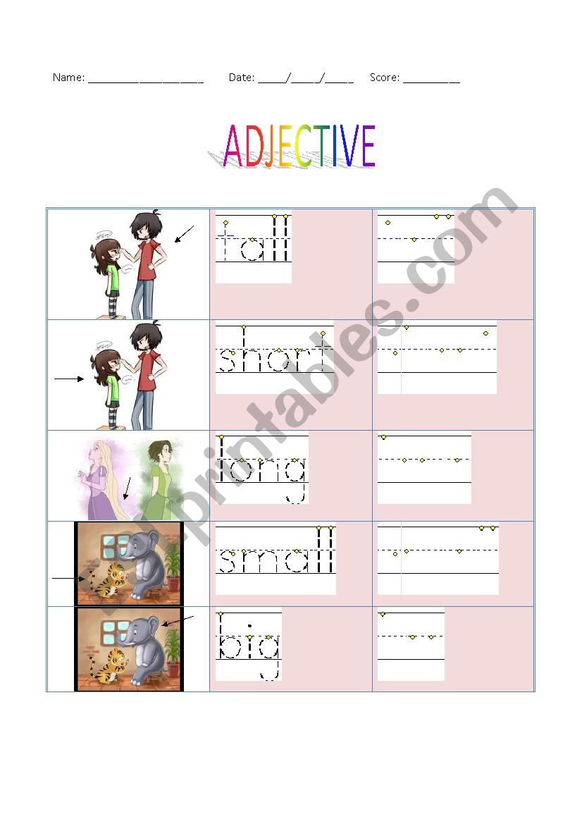 Adjective: Antonym worksheet