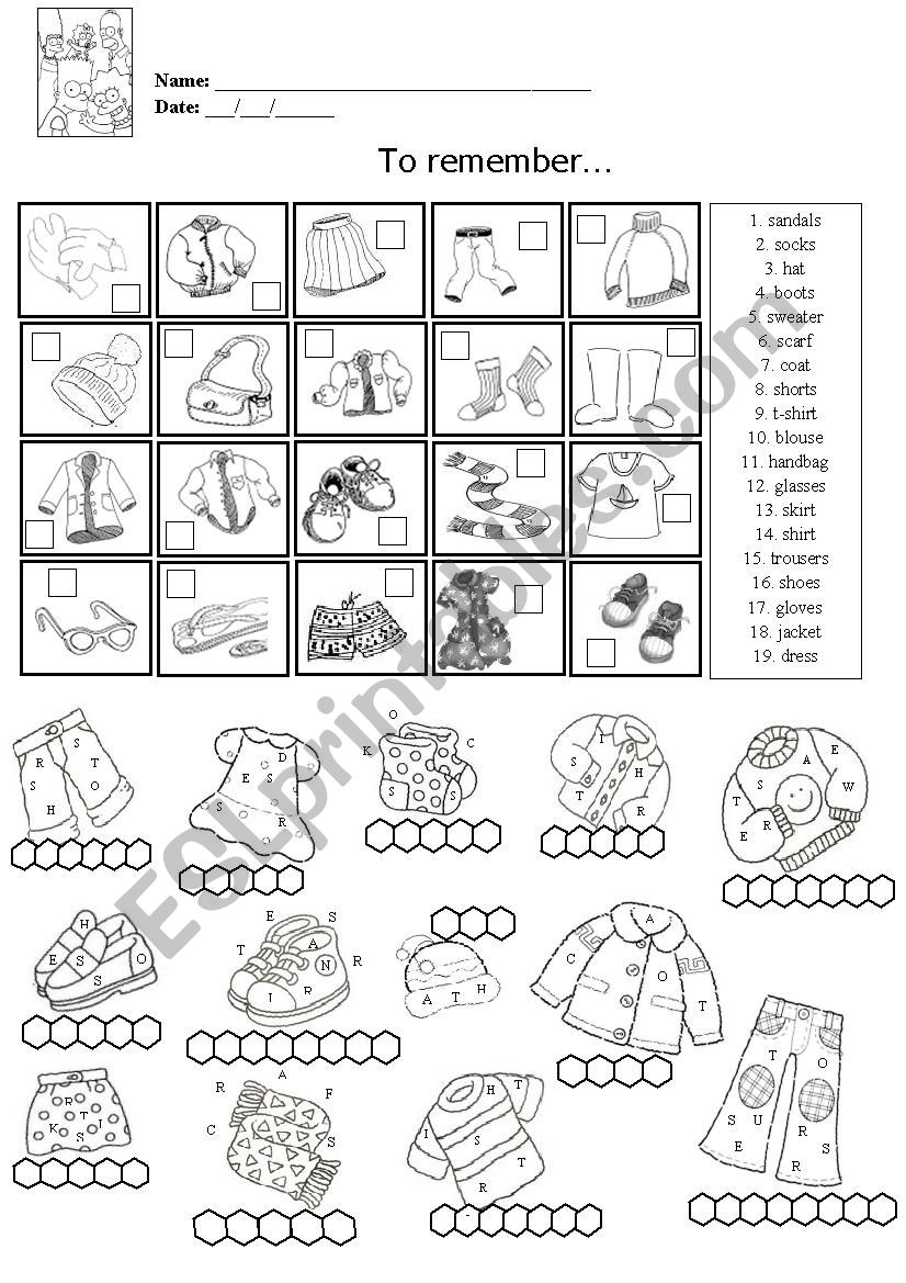 Clothes And Plural worksheet