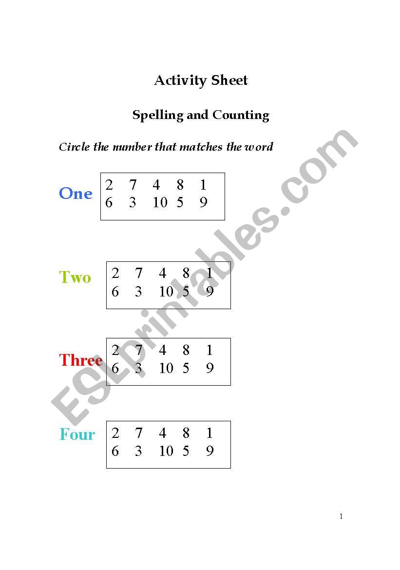 Math spelling and number recognition