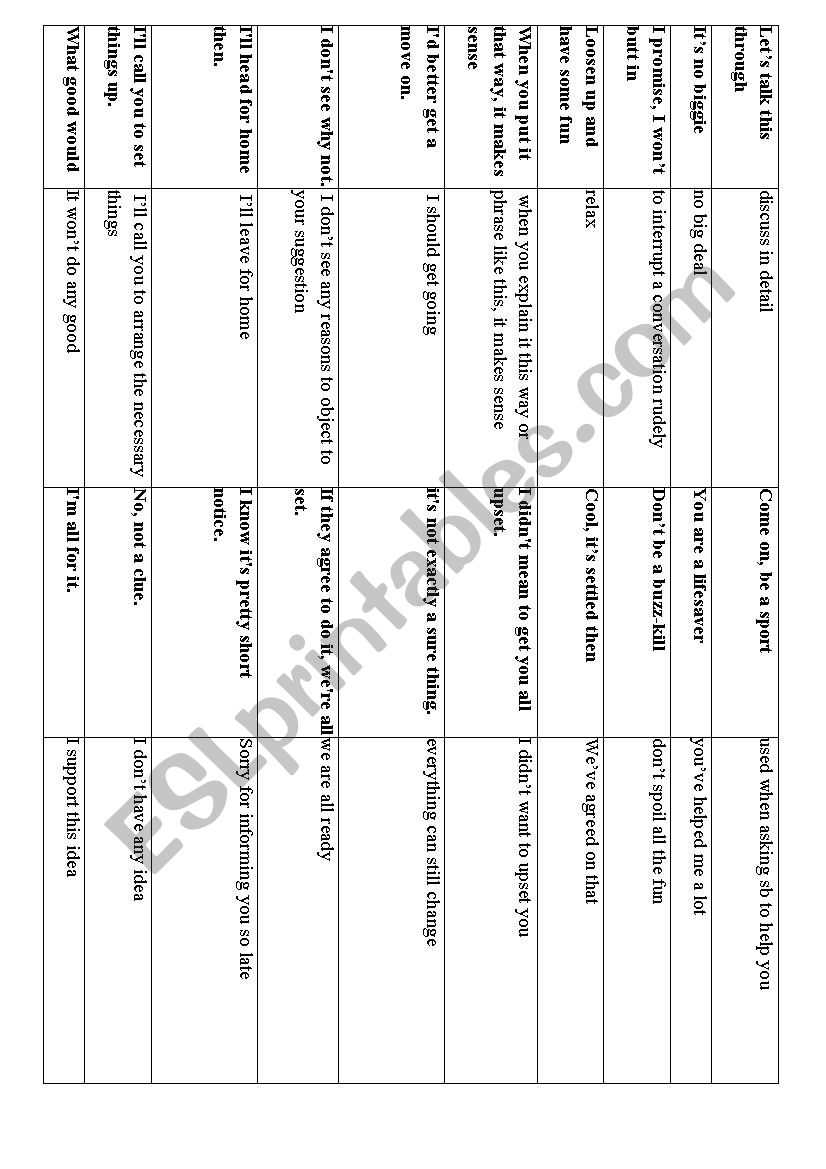 Cool everyday English phrases worksheet