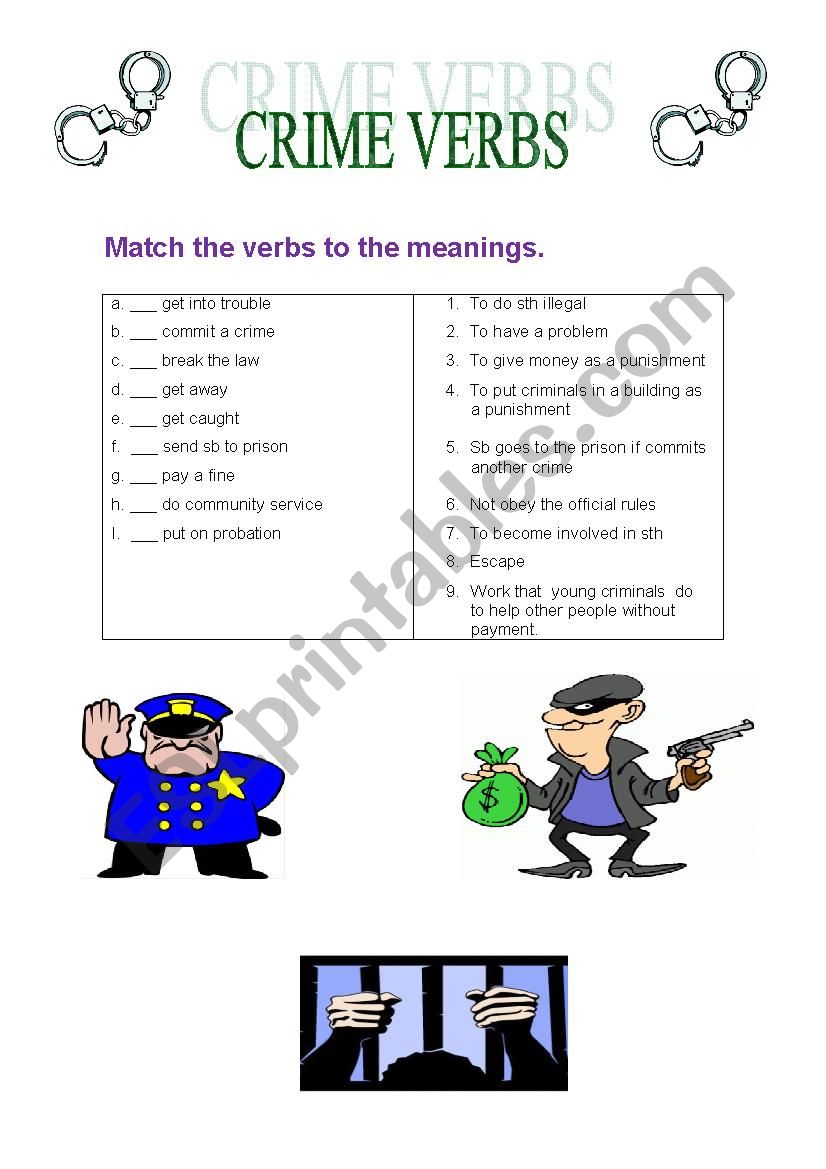 CRIME VERBS worksheet