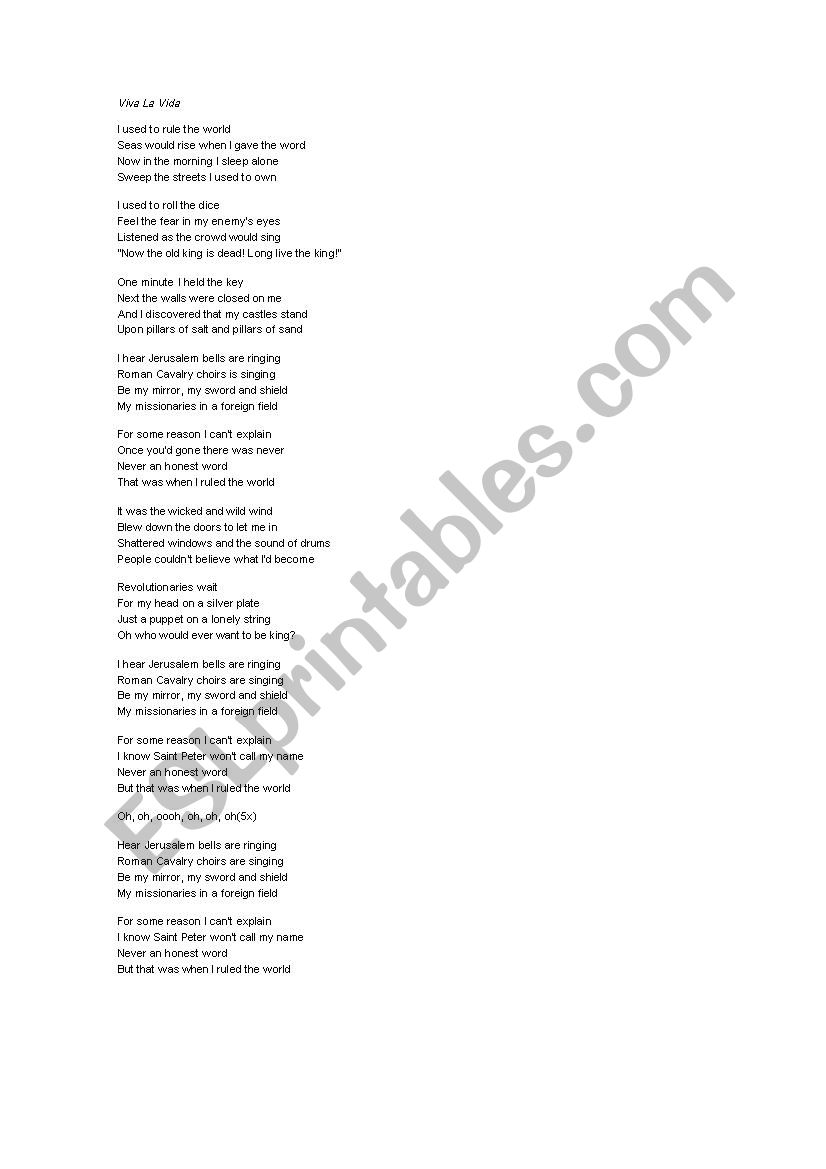 coldplay song i used to rule the world coldplay song i used to rule the world