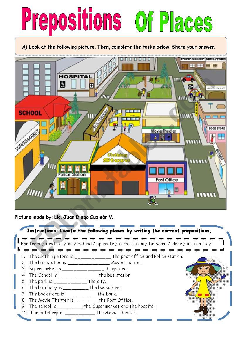 Preposition of Places  worksheet