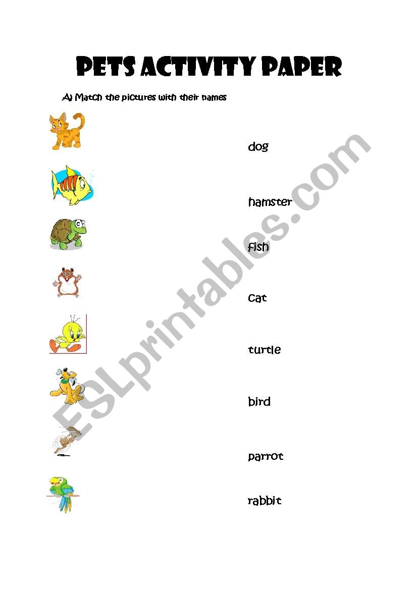 Pets worksheet