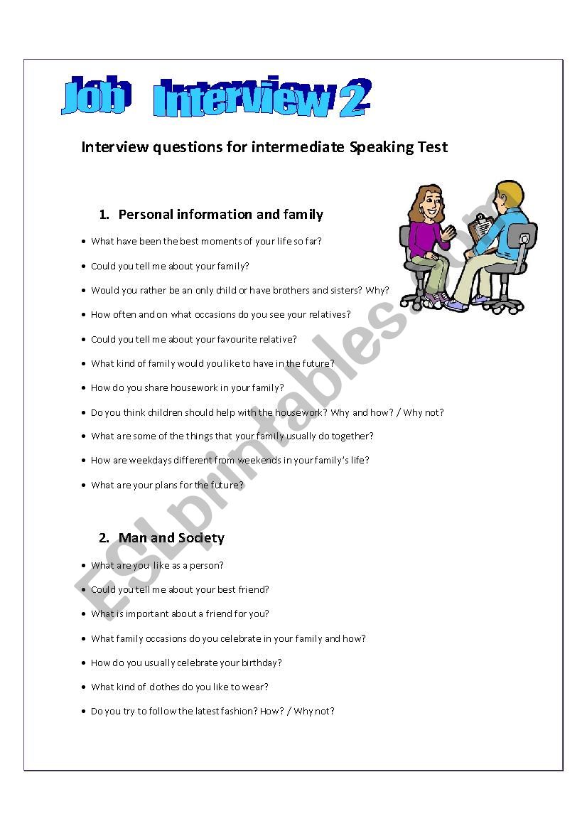 JOB INTERVIEW 2 worksheet