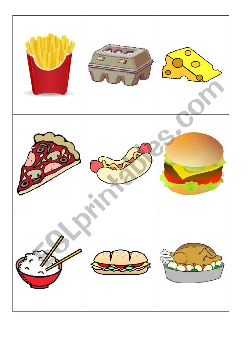 Food flashcards worksheet