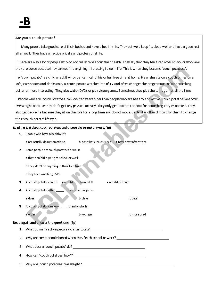 Elementary Quick Check Test worksheet