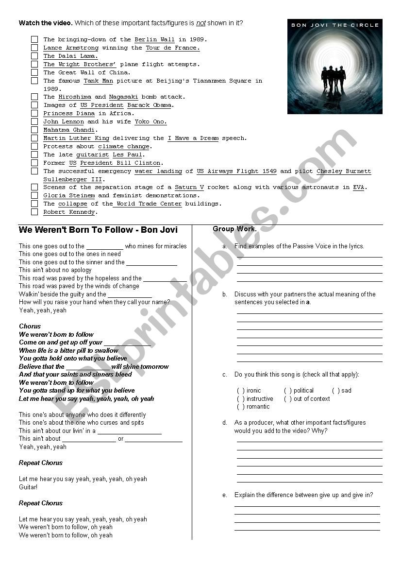 We werenÂ´t born to follow - Bon Jovi