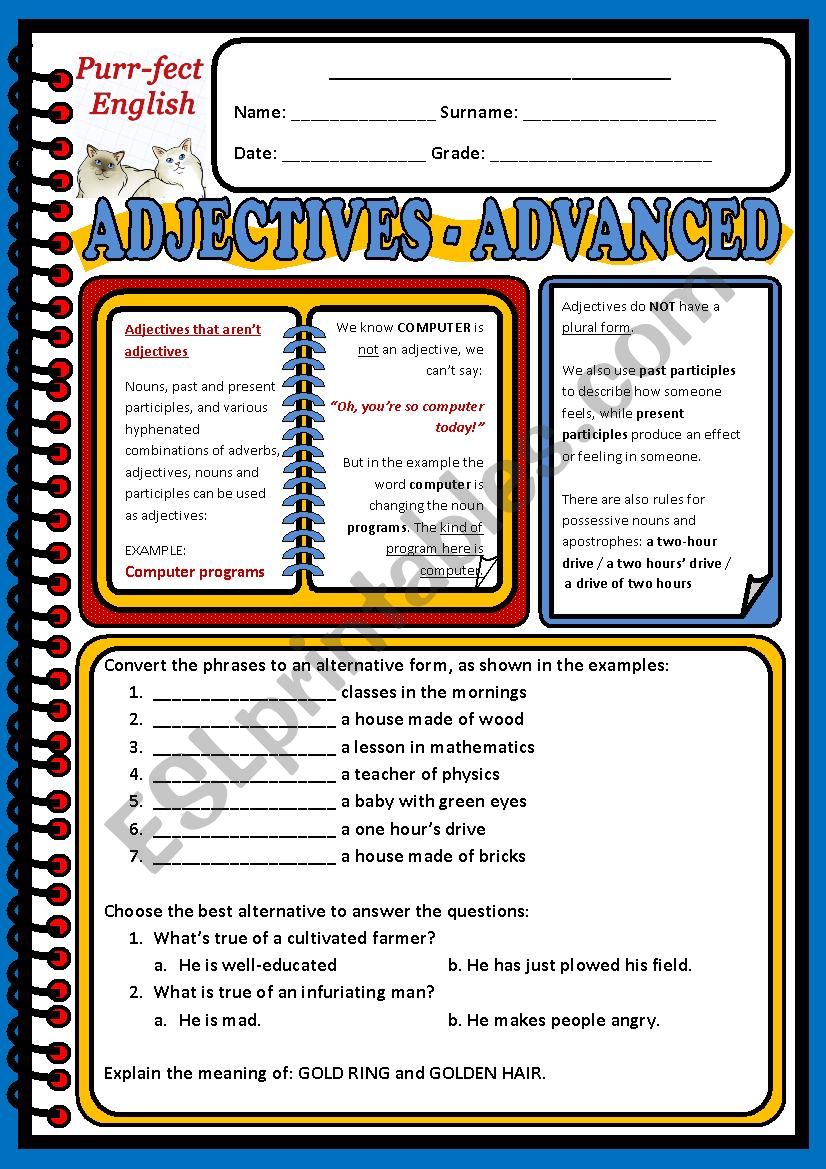 Adjective for advanced students