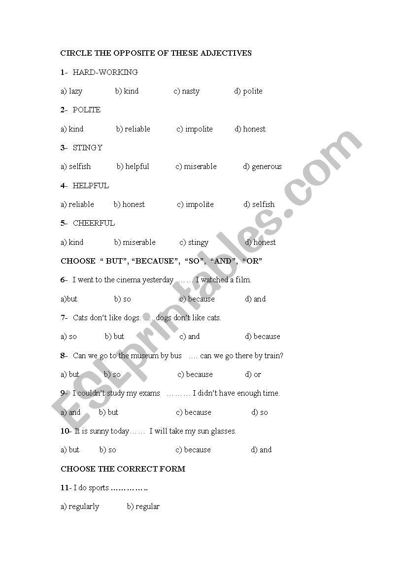 8th grade exercises worksheet