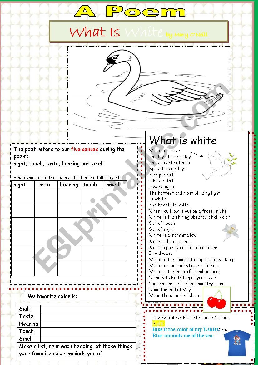 Color and Senses - A Poem -  What is White by Mary OÂ´Neill