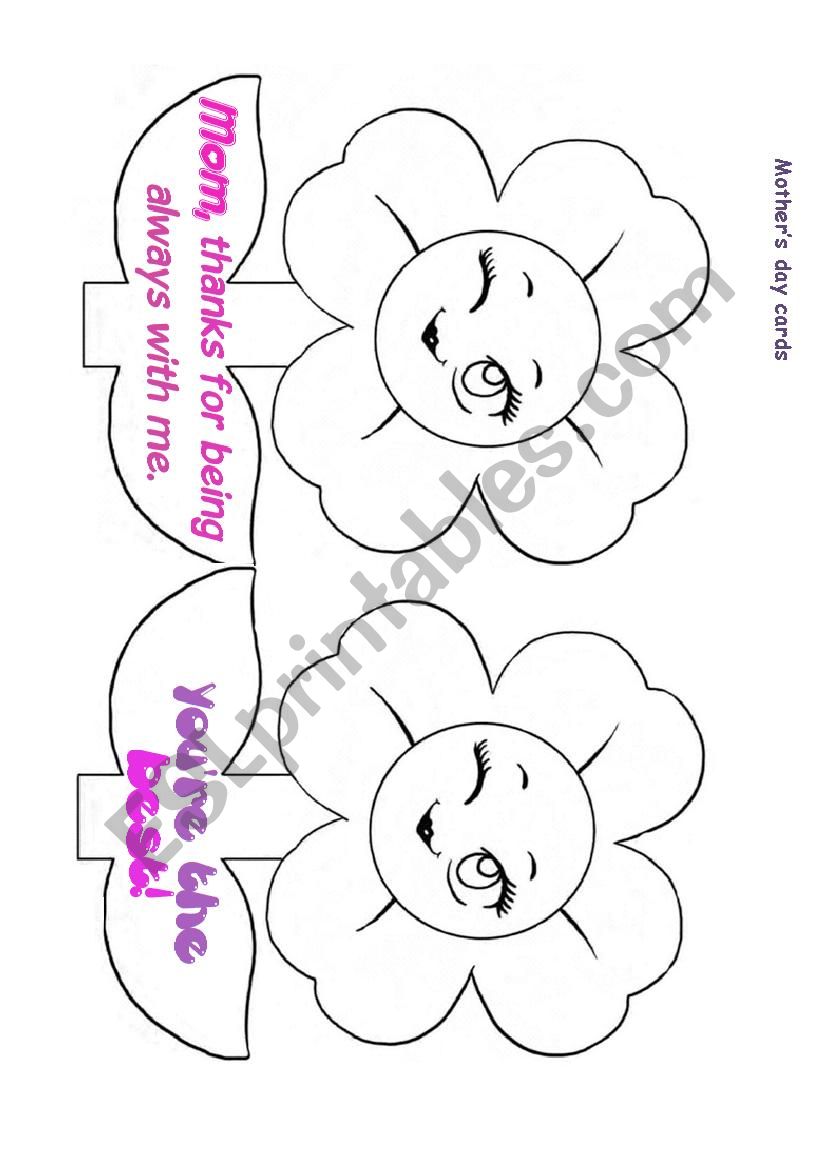 Mothers day cards 1 worksheet