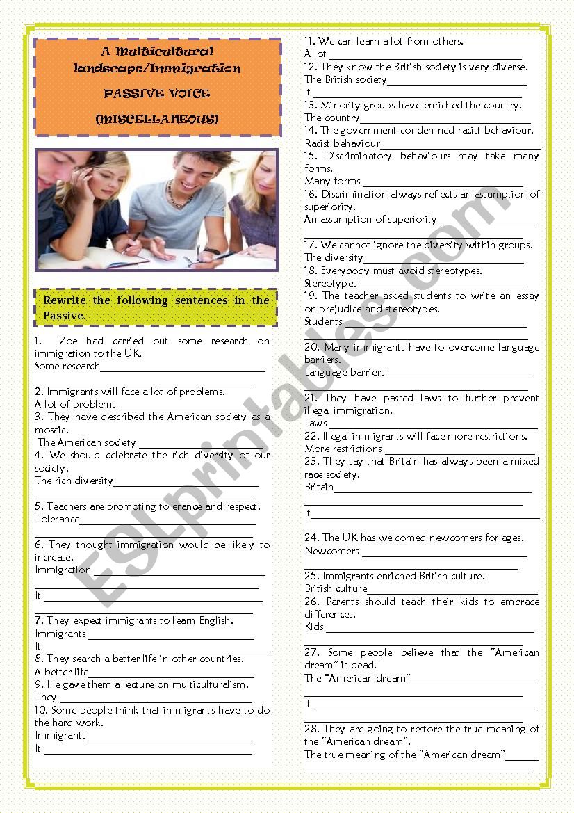 PASSIVE VOICE(ALL TYPES) worksheet