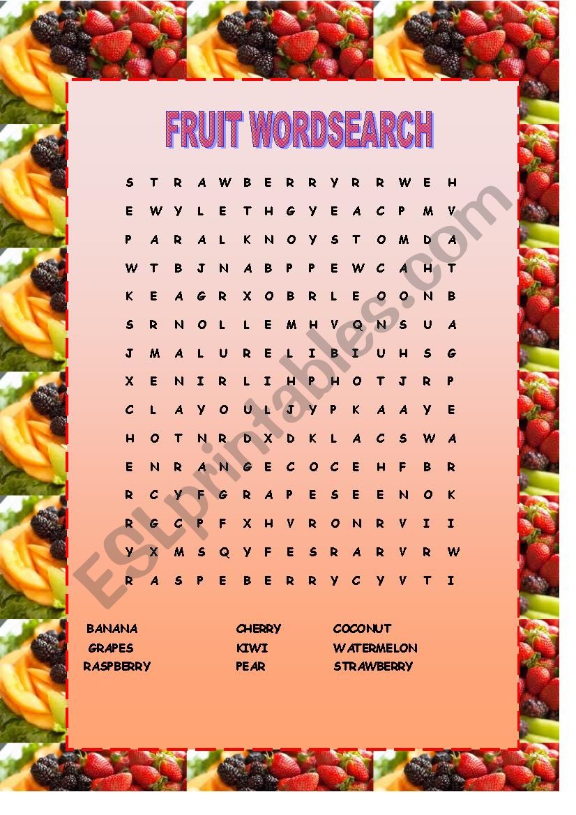 FRUIT WORDSEARCH worksheet