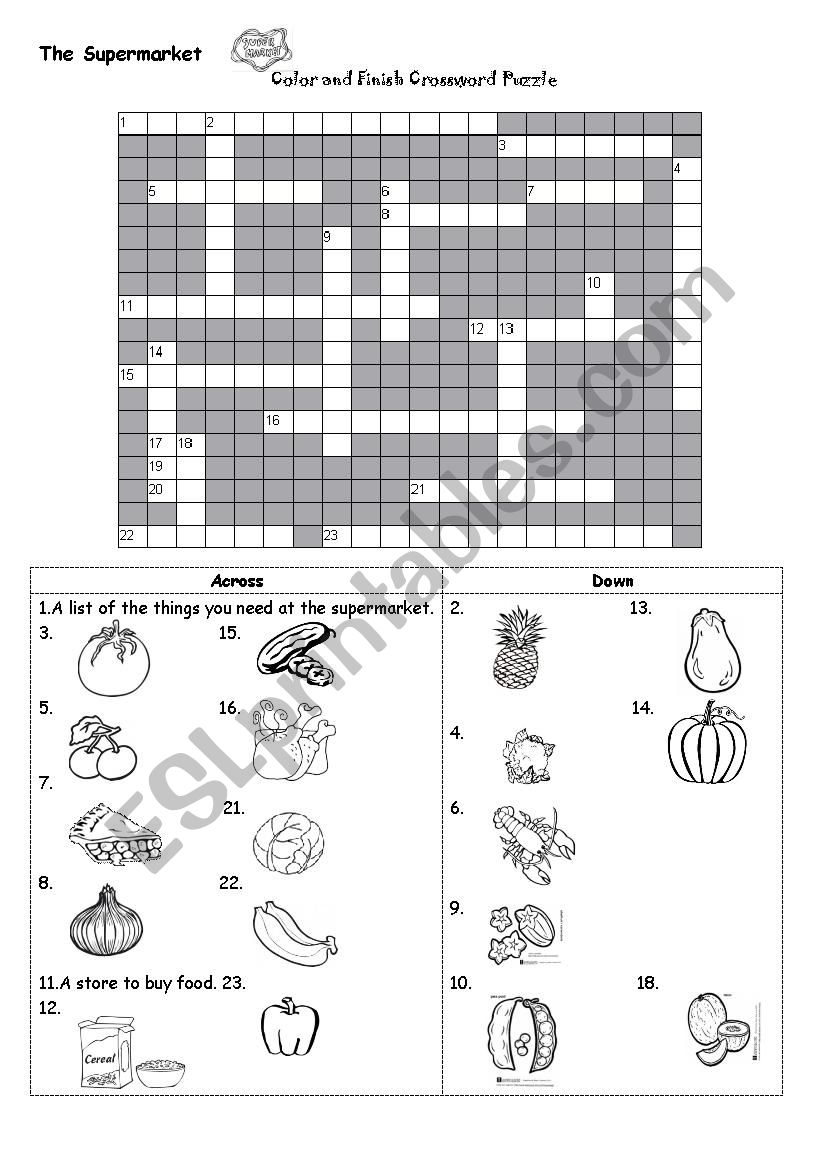 Supermarket Crossword Puzzle worksheet
