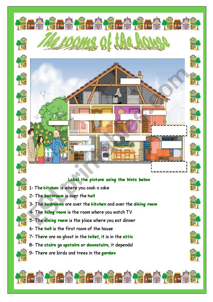 The rooms of the house worksheet