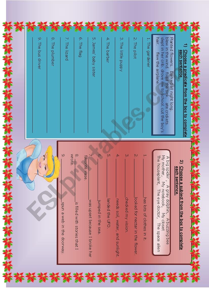 Subject and predicate worksheet