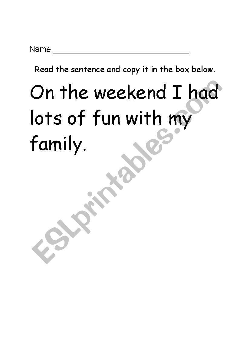 Sentence Copying worksheet