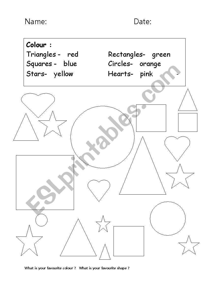 shapes and colours worksheet