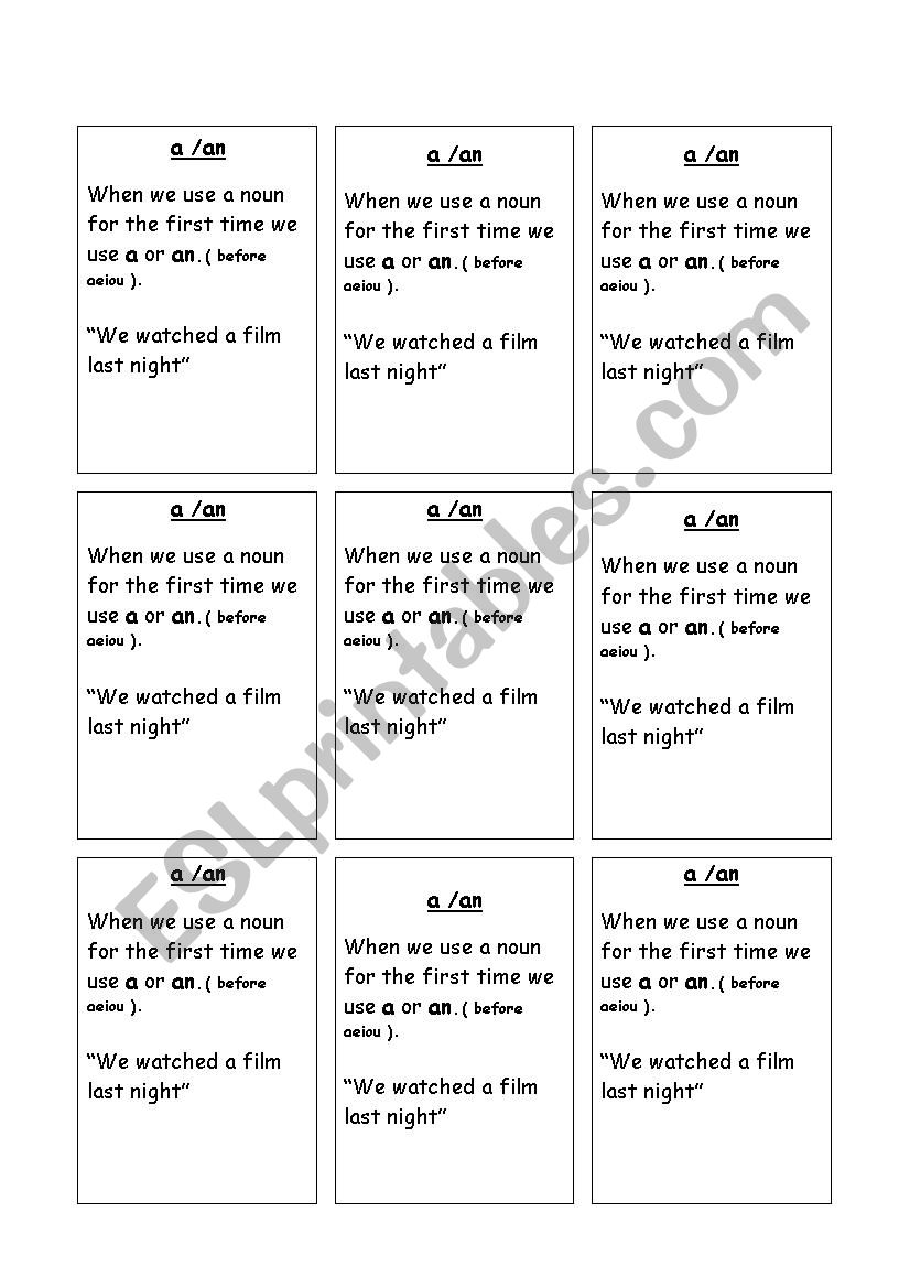 when to use a or an worksheet
