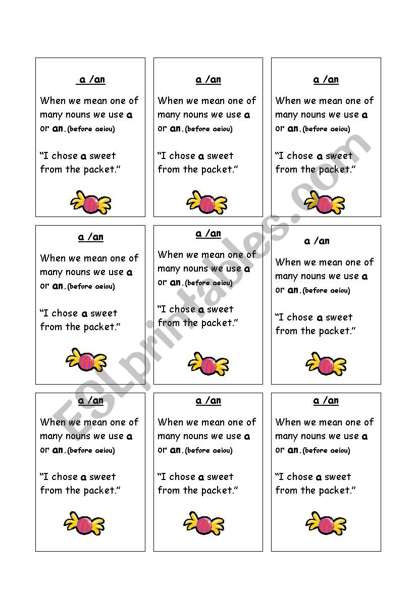 when to use a- one of many worksheet