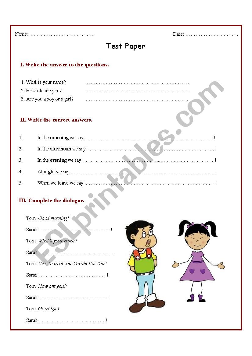 Introducing oneself worksheet