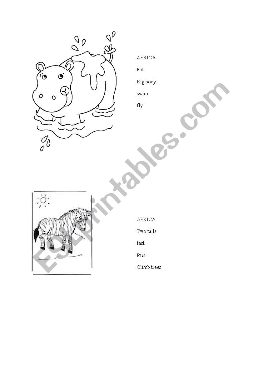 Animals worksheet