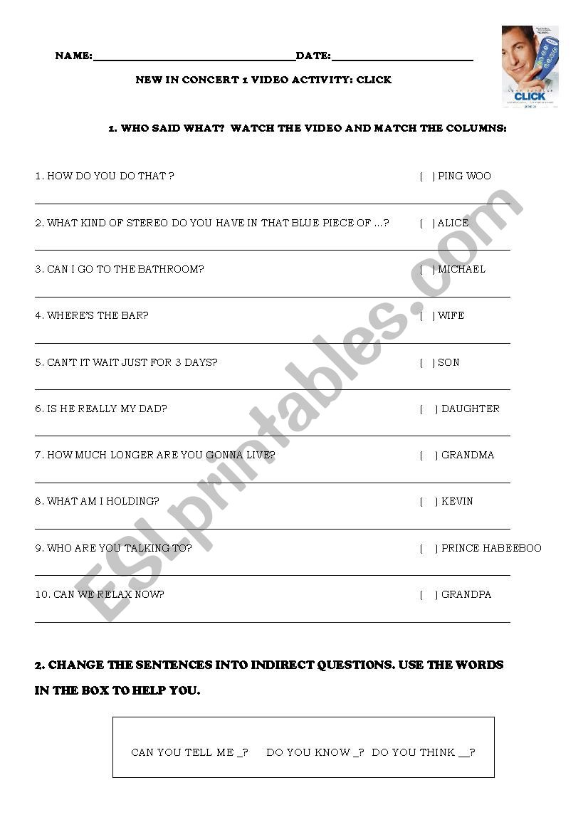 CLICK worksheet