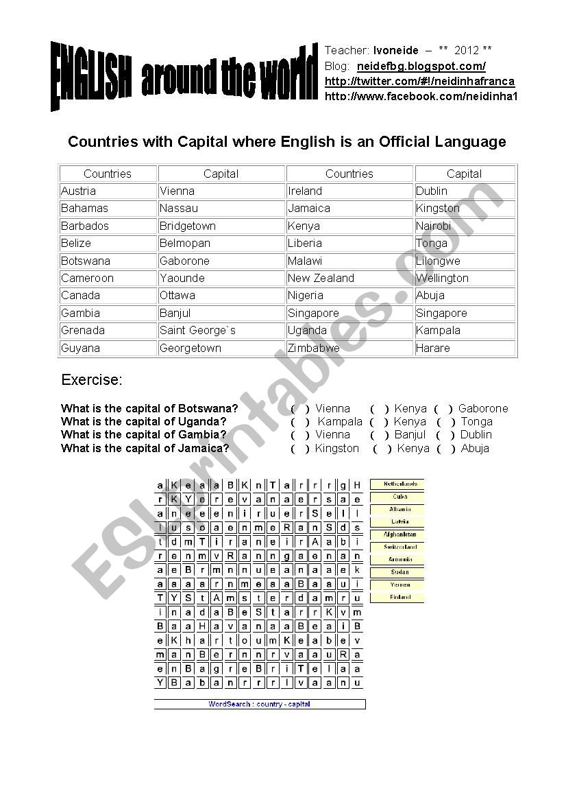 1st class - Countries and Capital