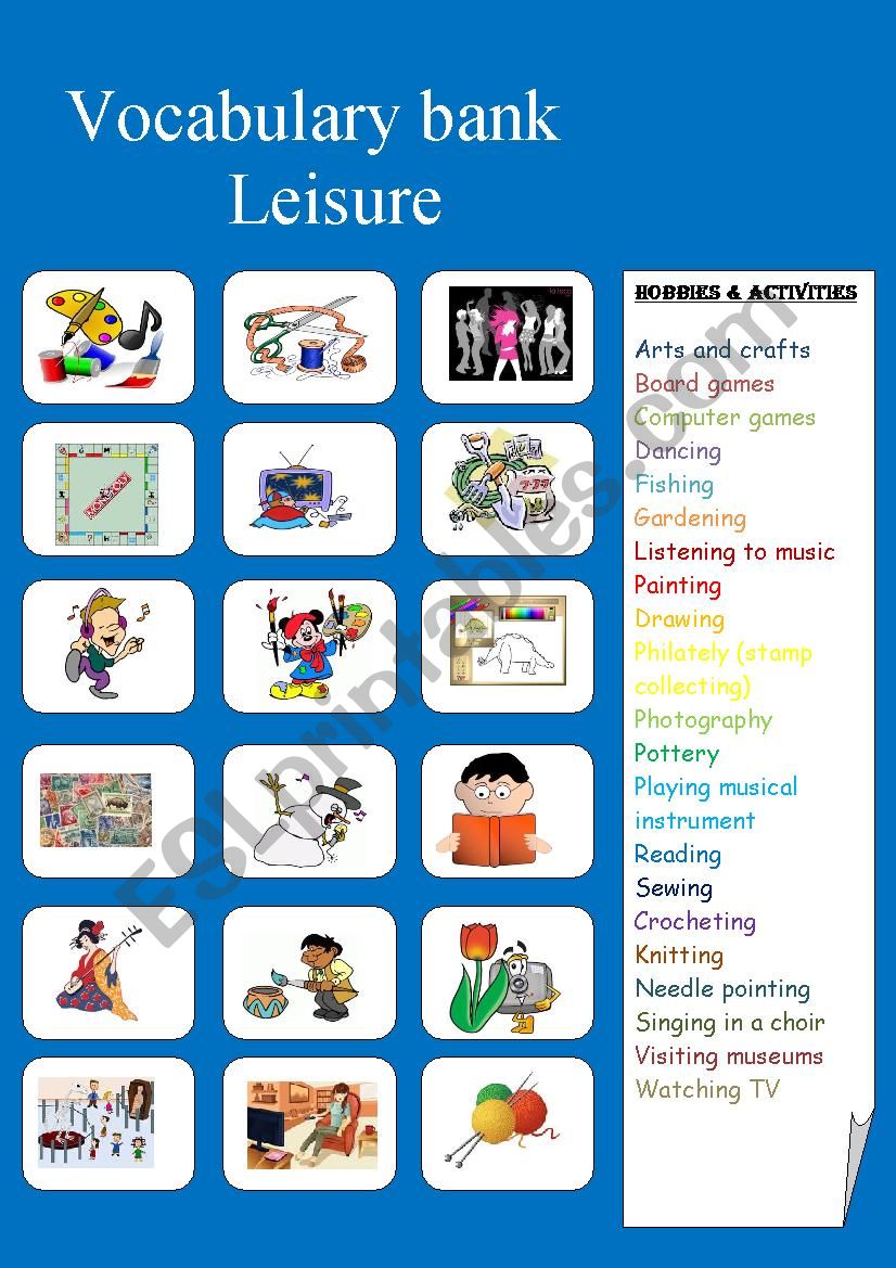 LEISURE- VOCABULARY BANK 1 worksheet