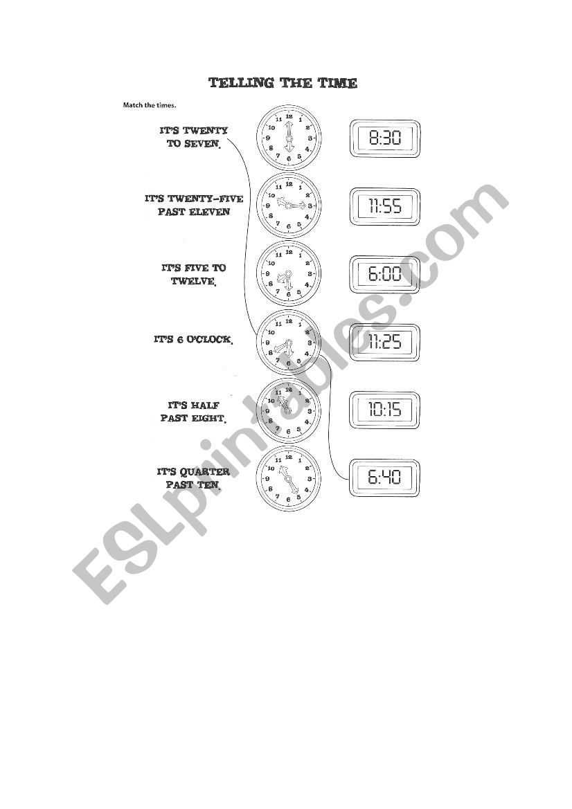 Telling the time worksheet