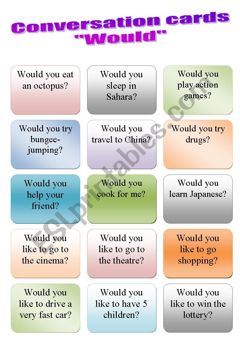 Conversation cards WOULD worksheet