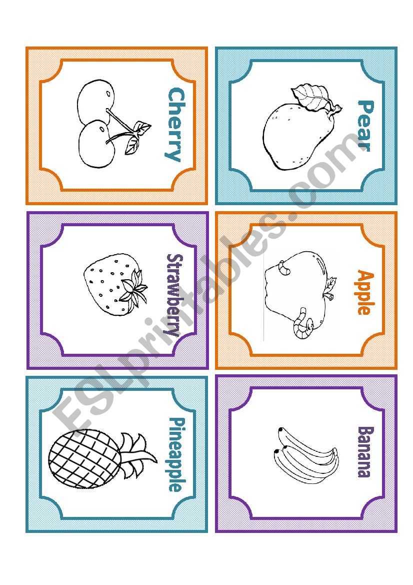 fruit flashcards worksheet