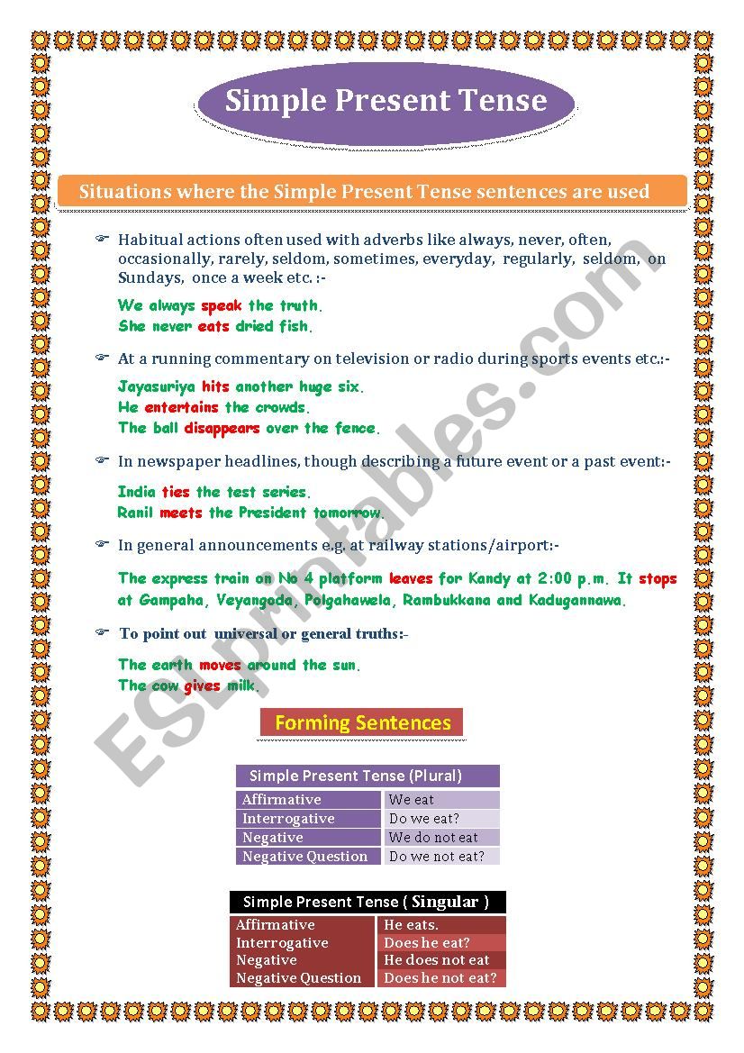  Present   Simple  worksheet