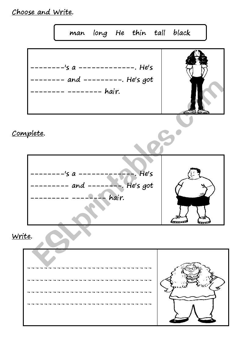 Description Of People worksheet