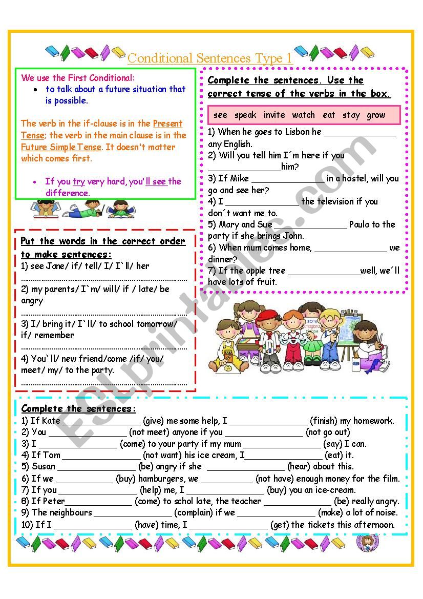 Conditional Sentences Type 1 worksheet