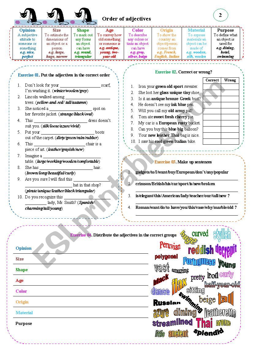 Order of adjectives 02 worksheet Order of adjectives 02 worksheet