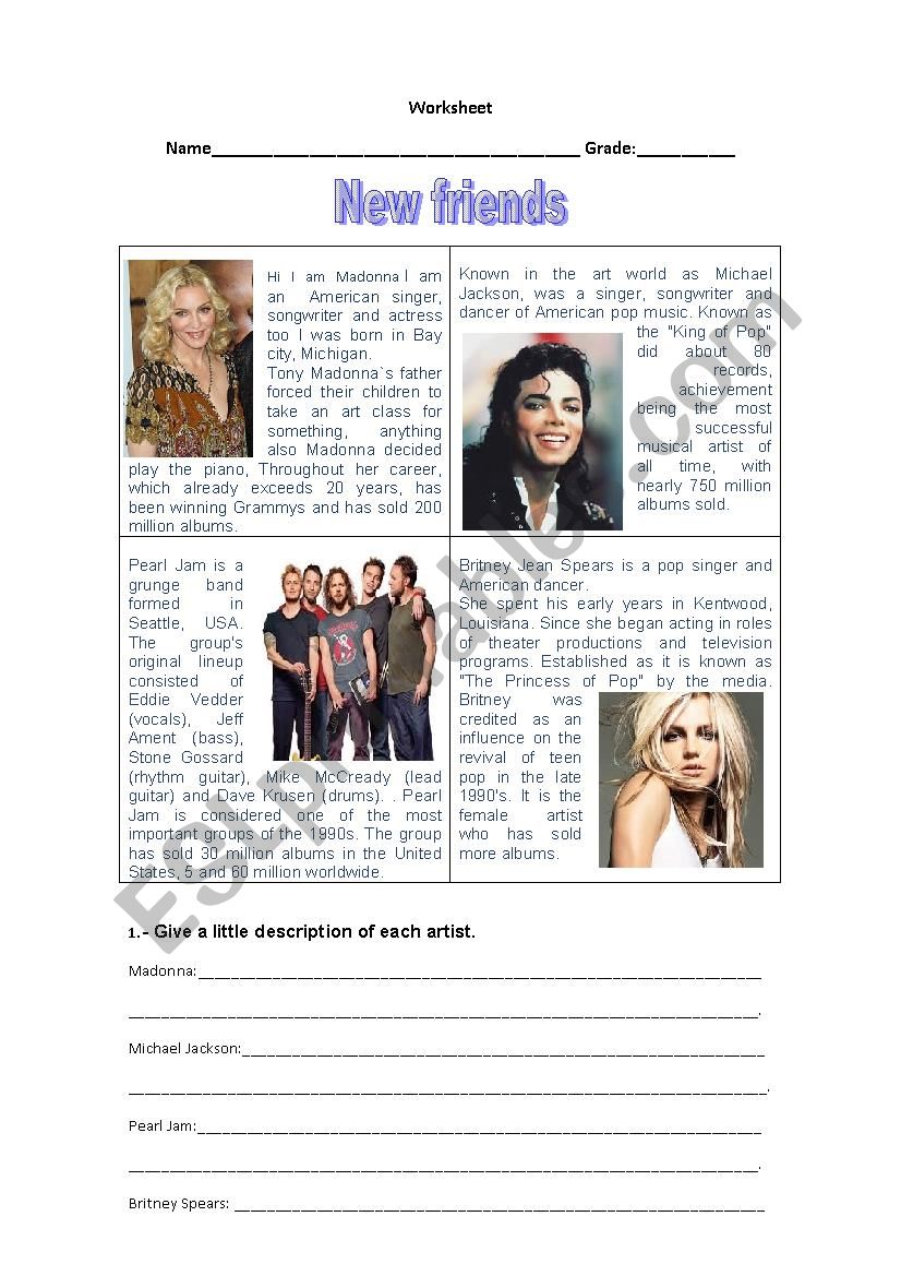 Making new friends worksheet