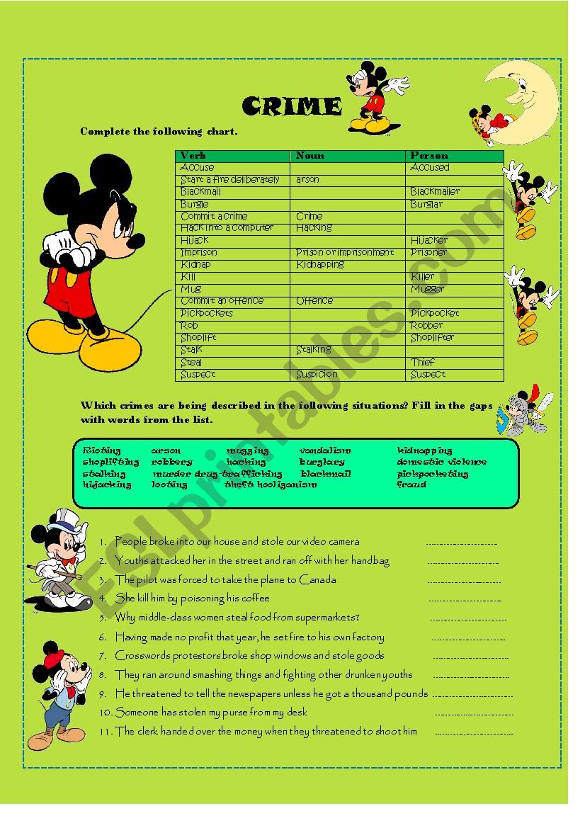 crime worksheet